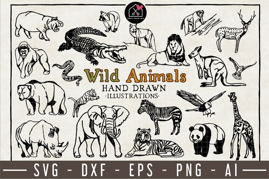 Wild Animals Illustration Pack - VB16 - Craft House SVG