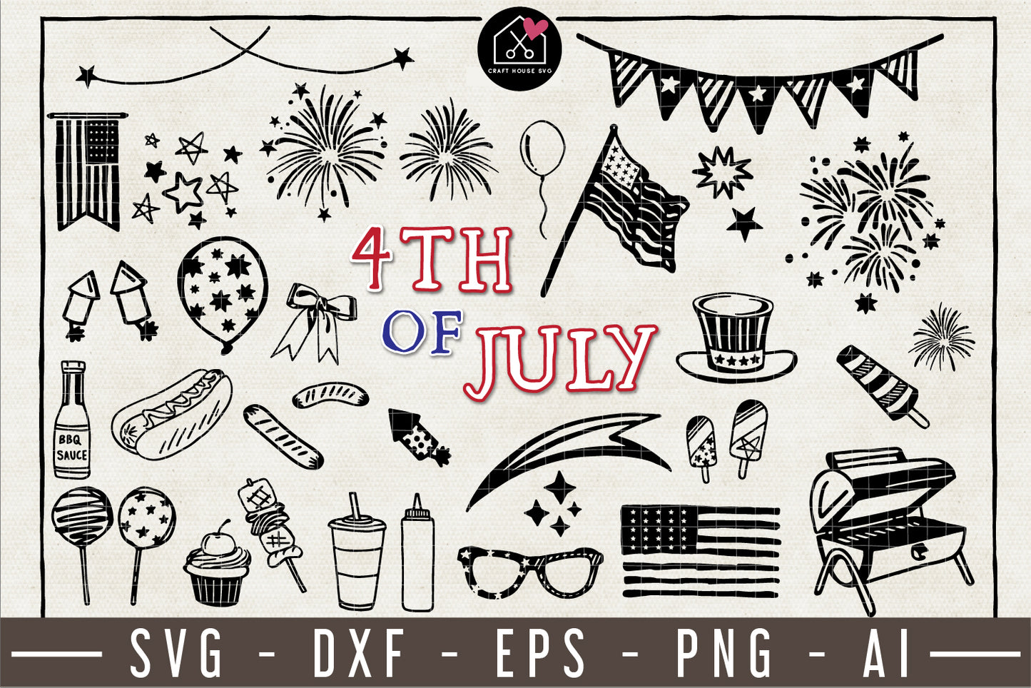 4th of July Illustration Pack - VB17 - Craft House SVG