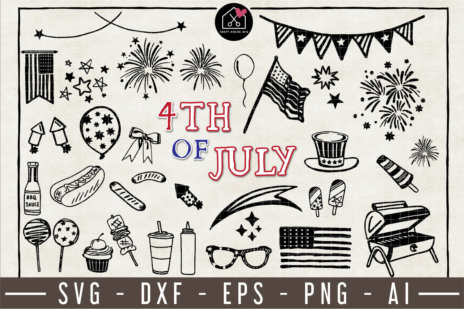 4th of July Illustration Pack - VB17 - Craft House SVG