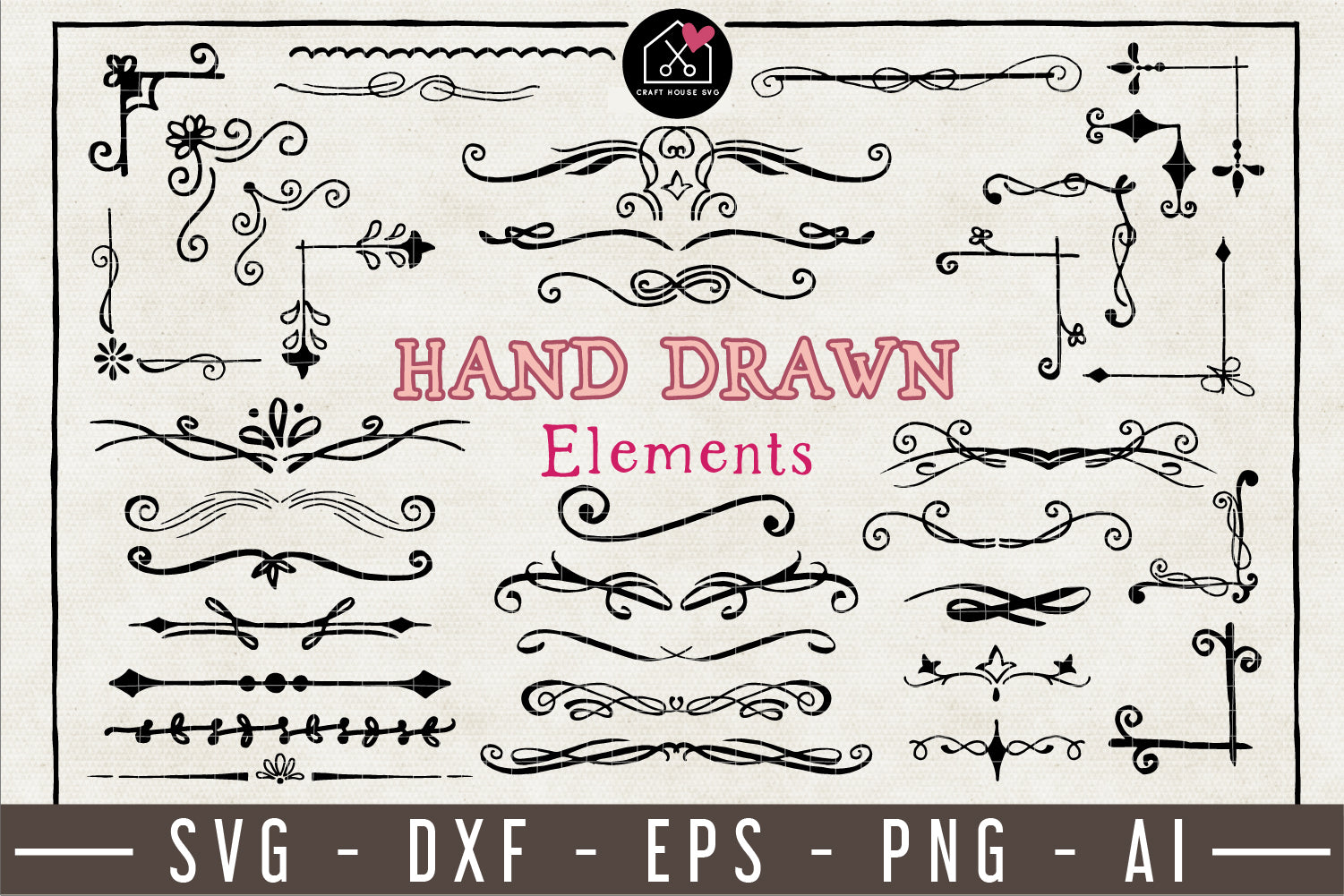 Hand Drawn Elements Pack - VB18 - Craft House SVG