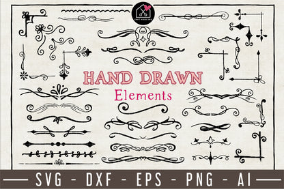 Hand Drawn Elements Pack - VB18 - Craft House SVG
