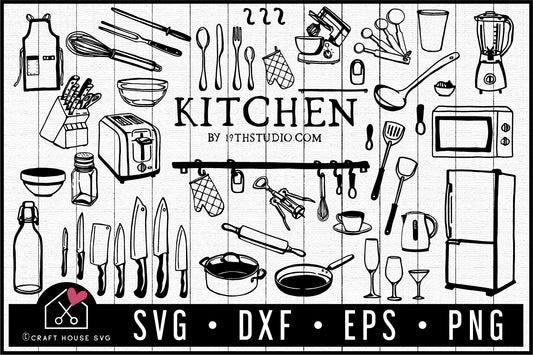 Kitchen Hand Drawn Illustration Pack - VB3 - Craft House SVG