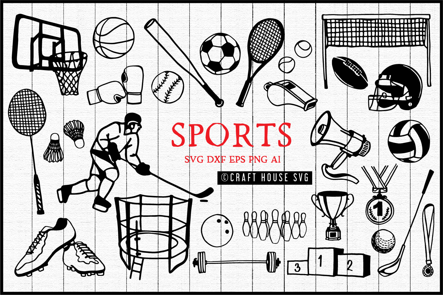Sport Illustration Pack - VB5 - Craft House SVG