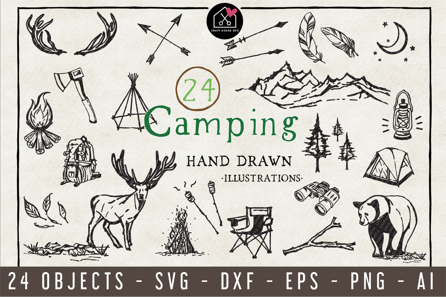 Camping Illustration Pack - VB6 - Craft House SVG