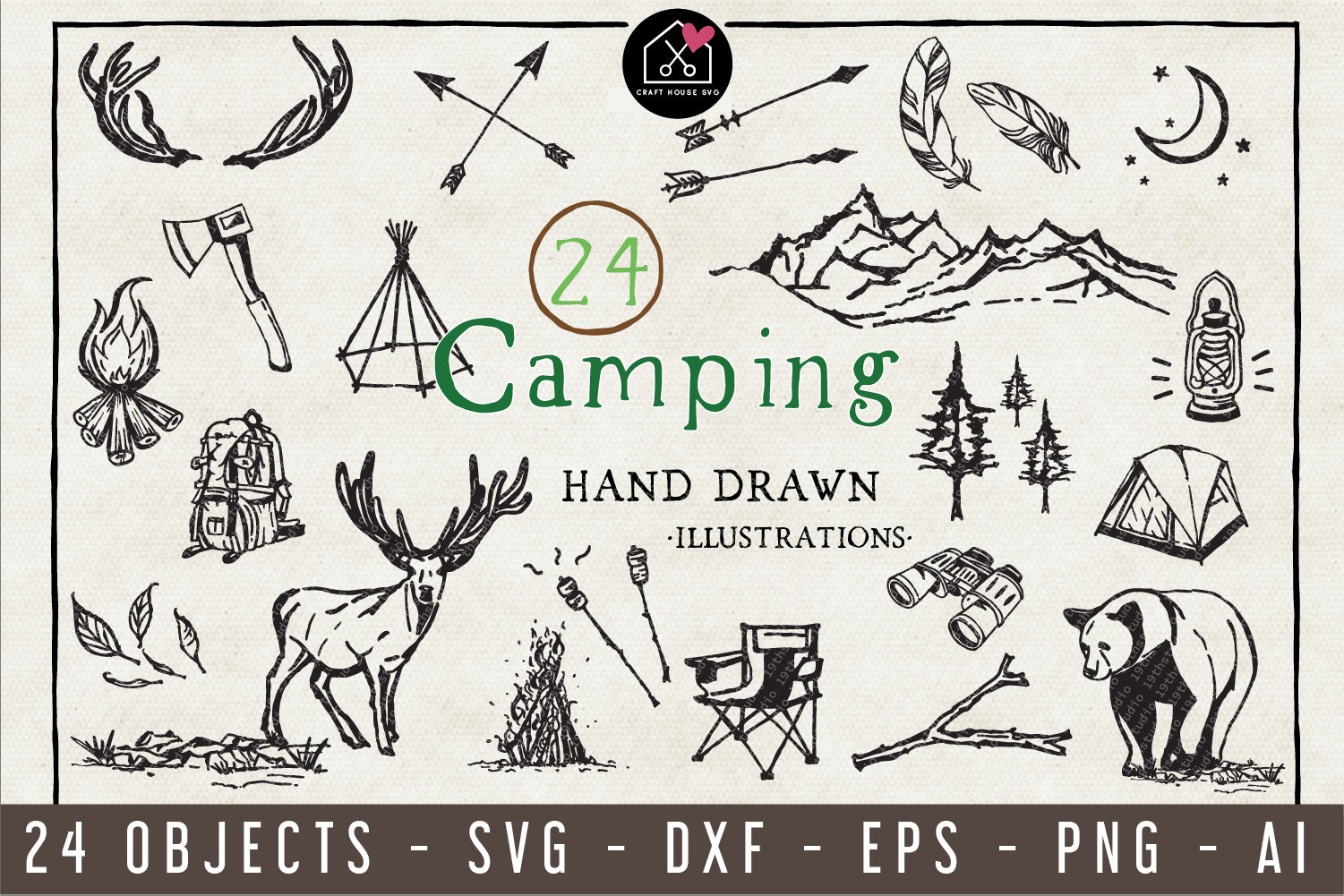 Camping Illustration Pack - VB6 - Craft House SVG