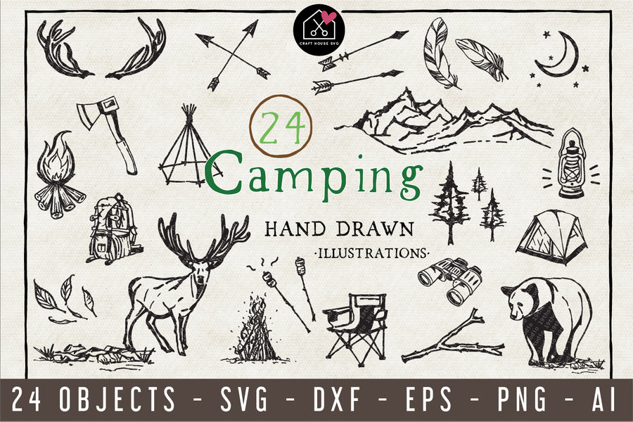 Camping Illustration Pack - VB6 - Craft House SVG