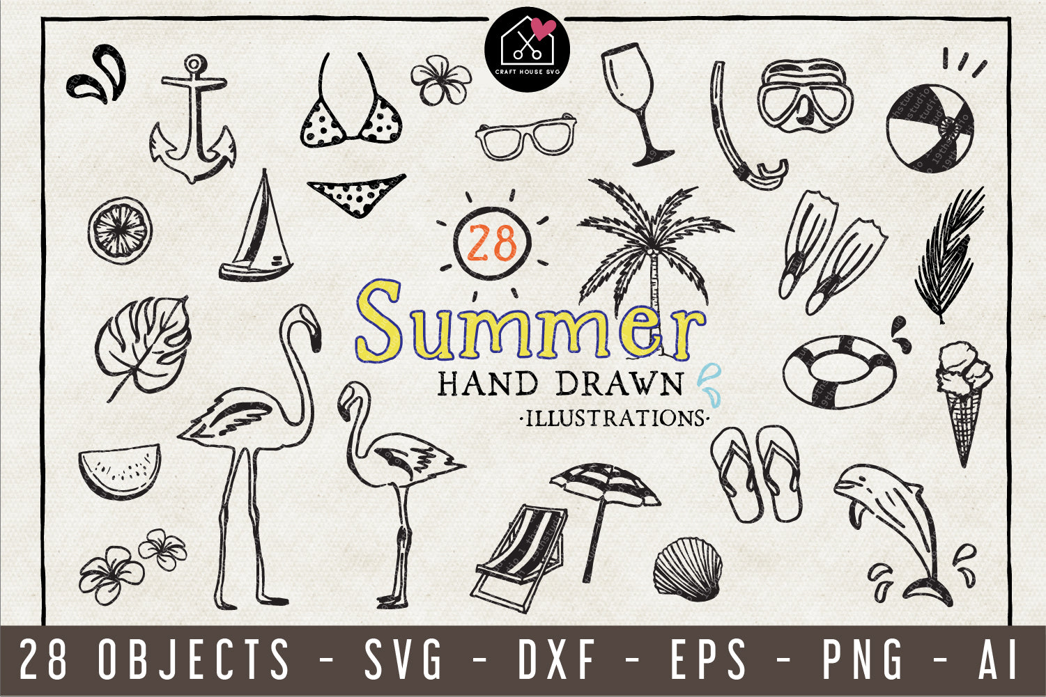 Summer Illustration Pack - VB7 - Craft House SVG
