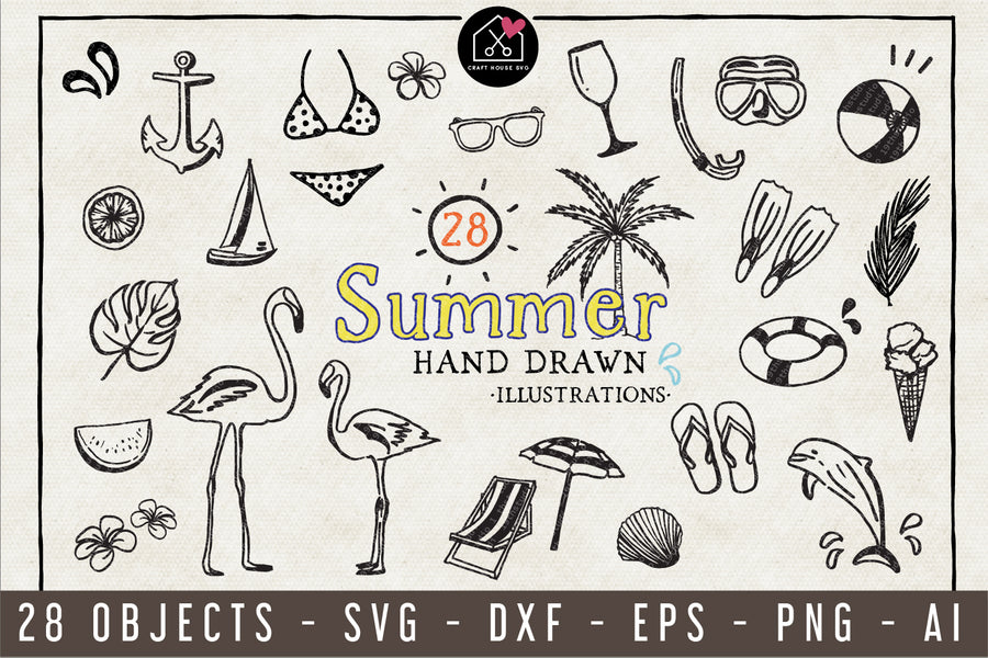 Summer Illustration Pack - VB7 - Craft House SVG