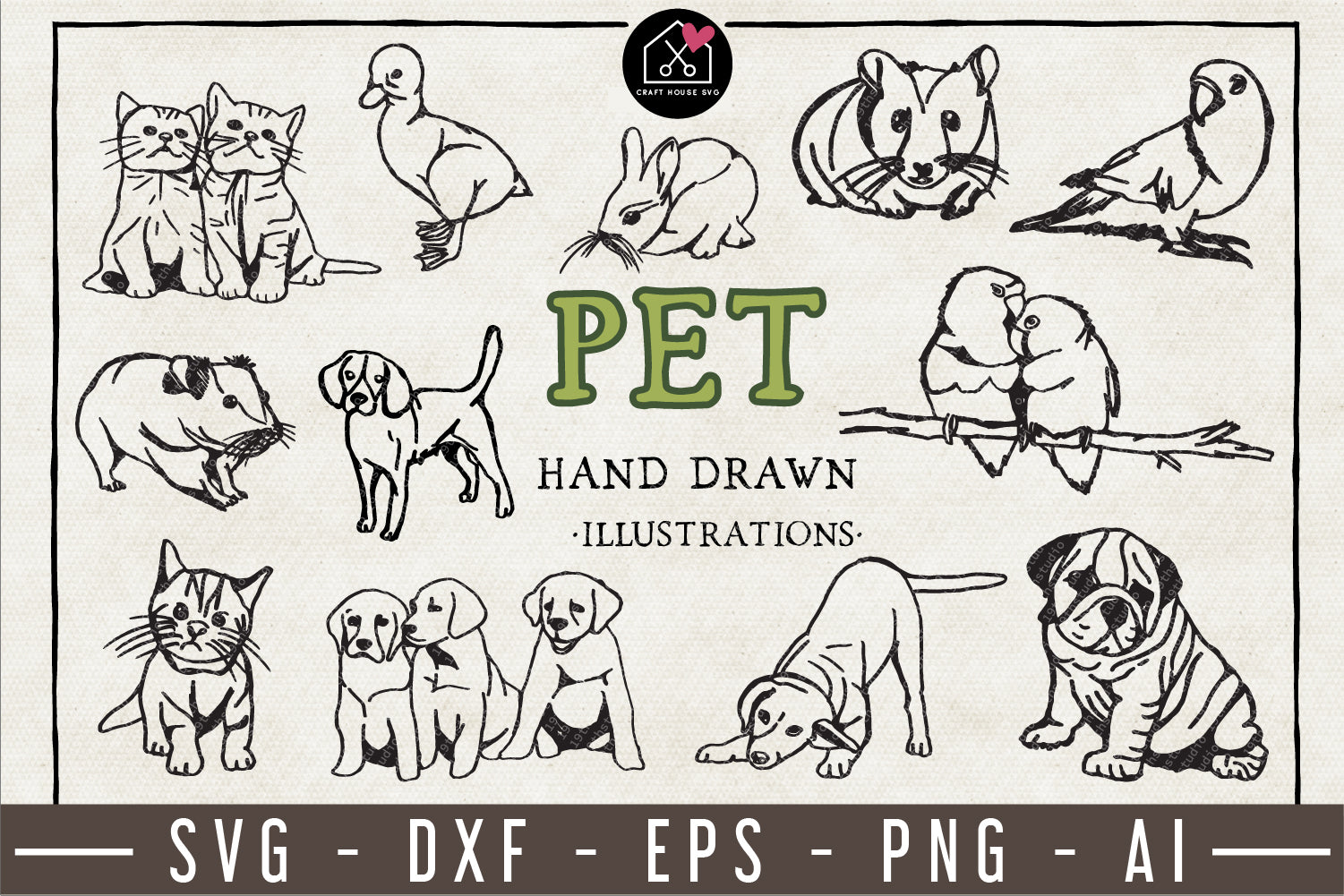 Pet Illustration Pack - VB9 - Craft House SVG