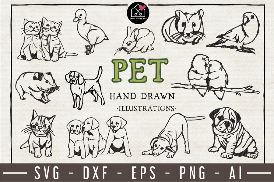 Pet Illustration Pack - VB9 - Craft House SVG