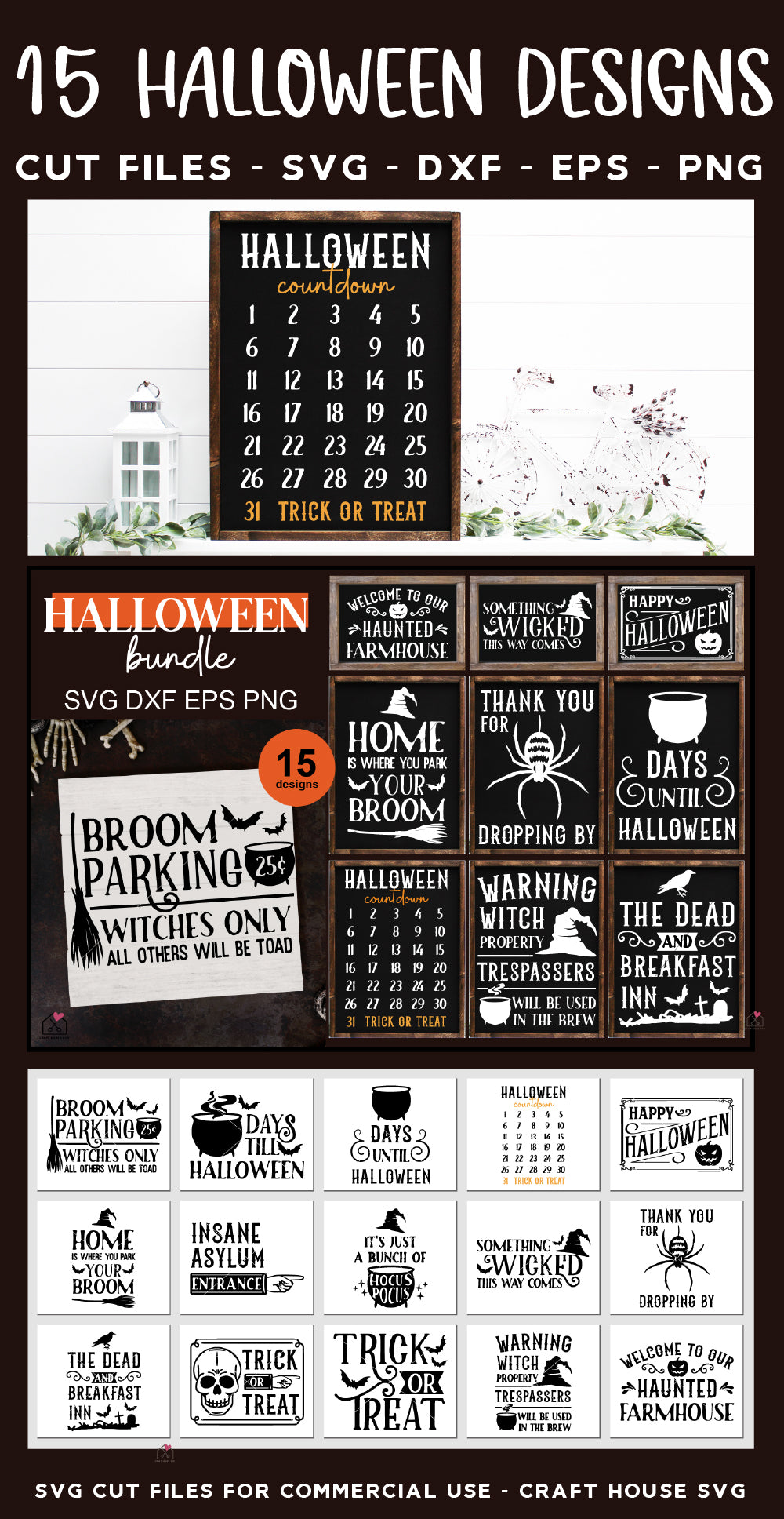 Vintage Halloween SVG Bundle, Halloween Sign Design Cut Files