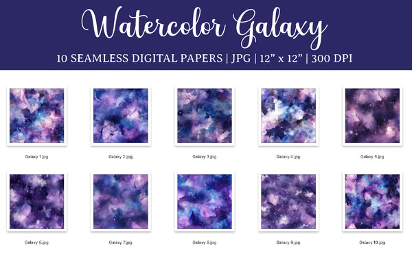Watercolor Galaxy Digital Paper Pack - Seamless Patterns - Free and ...