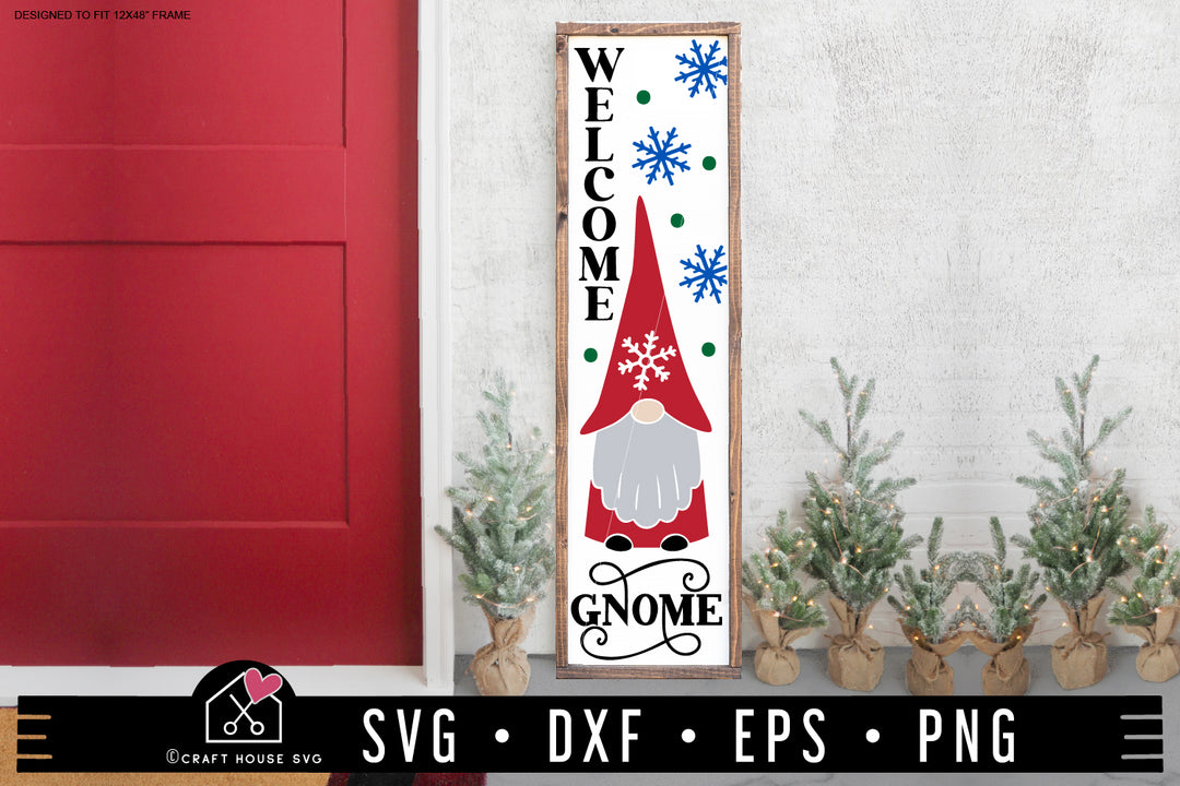 Welcome Gnome SVG Vertical Christmas Porch Sign Cut Files