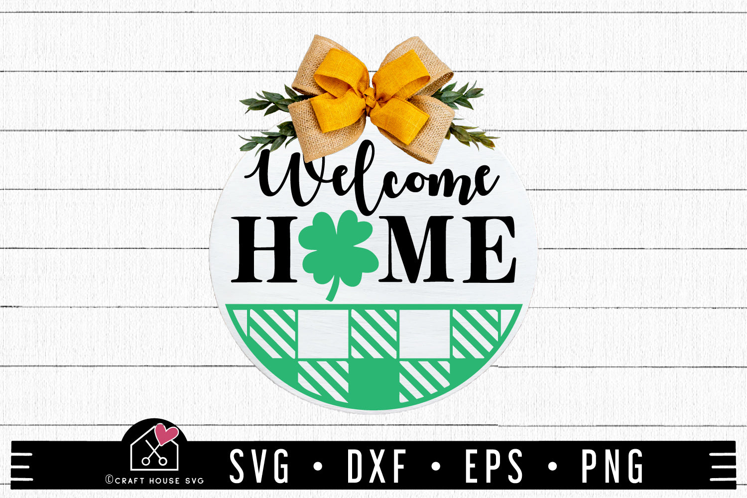 Welcome Home Clover Leaf SVG St Patricks Day Round Sign Cut Files