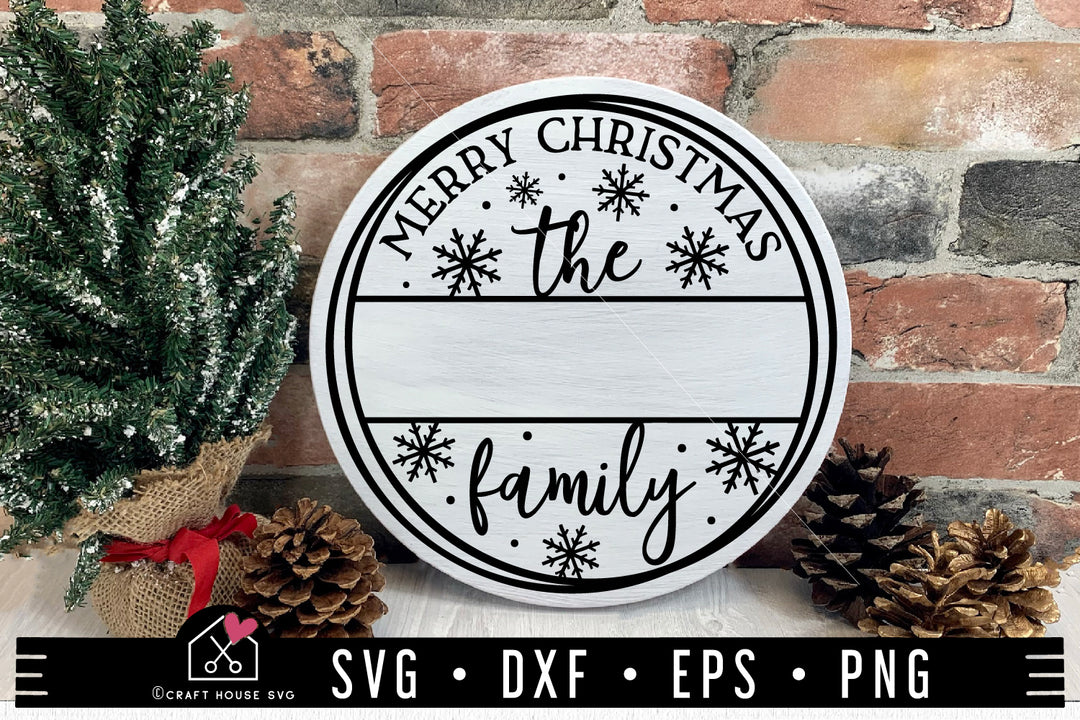Christmas Family Name Round Sign SVG | MF123