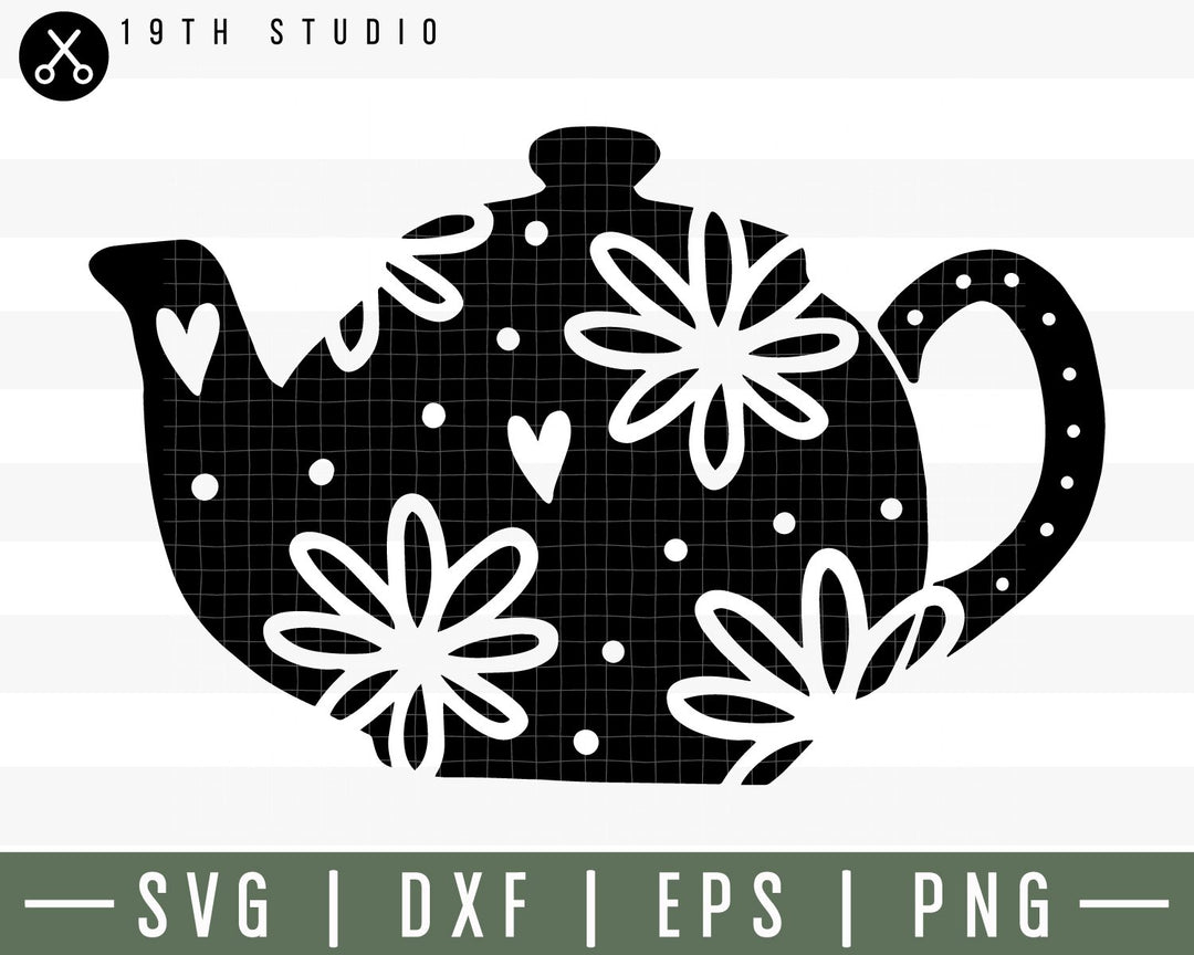 Floral tea pot SVG | M30F4 Craft House SVG - SVG files for Cricut and Silhouette
