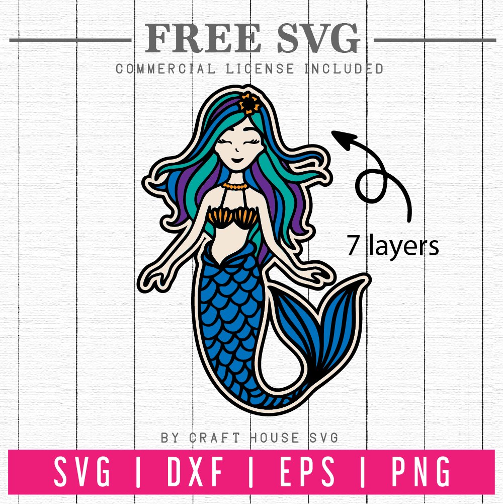 FREE 3D Layered Mermaid SVG | FB105 Craft House SVG - SVG files for Cricut and Silhouette