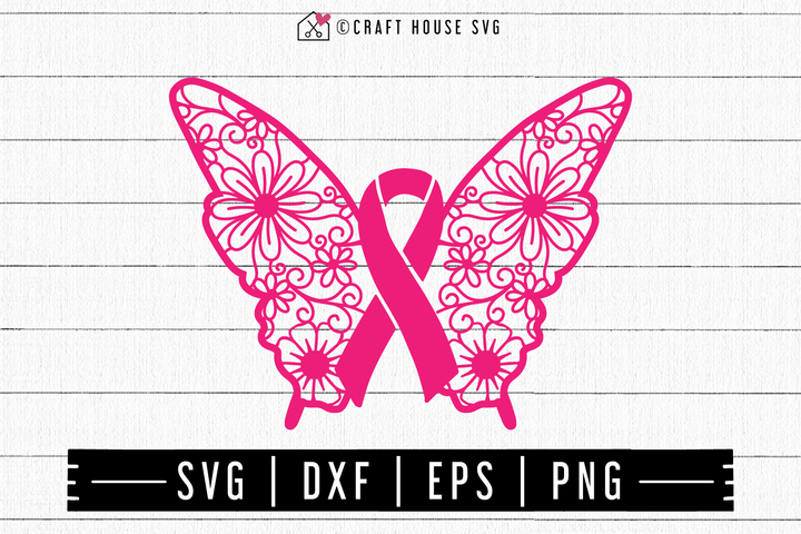 FREE Awareness ribbon butterfly mandala SVG | FB110 Craft House SVG - SVG files for Cricut and Silhouette