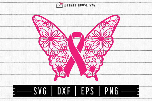 FREE Awareness ribbon butterfly mandala SVG | FB110 Craft House SVG - SVG files for Cricut and Silhouette