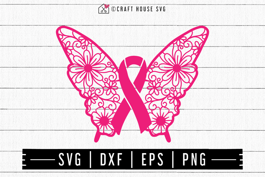 FREE Awareness ribbon butterfly mandala SVG | FB110 Craft House SVG - SVG files for Cricut and Silhouette