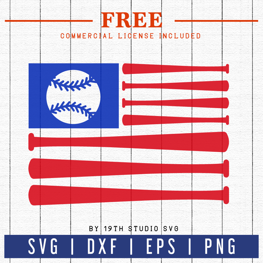 FREE Baseball USA Flag SVG | FB21 Craft House SVG - SVG files for Cricut and Silhouette