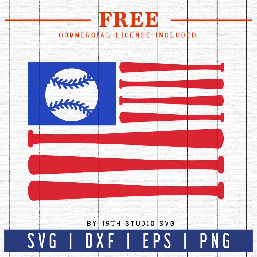 FREE Baseball USA Flag SVG | FB21 Craft House SVG - SVG files for Cricut and Silhouette