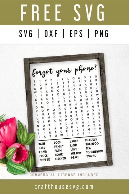 Free Bathroom Word Search SVG | FB63 Craft House SVG - SVG files for Cricut and Silhouette