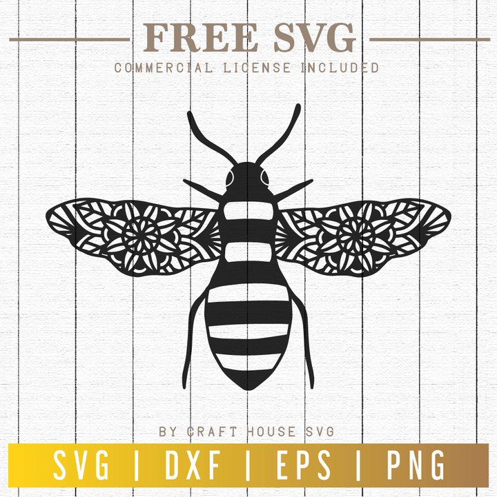 FREE Bee Mandala SVG | FB86 Craft House SVG - SVG files for Cricut and Silhouette