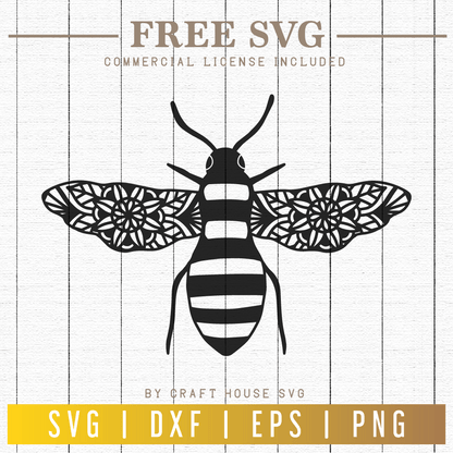 FREE Bee Mandala SVG | FB86 Craft House SVG - SVG files for Cricut and Silhouette