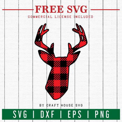 FREE | Buffalo Plaid Christmas Deer | FB15 Craft House SVG - SVG files for Cricut and Silhouette