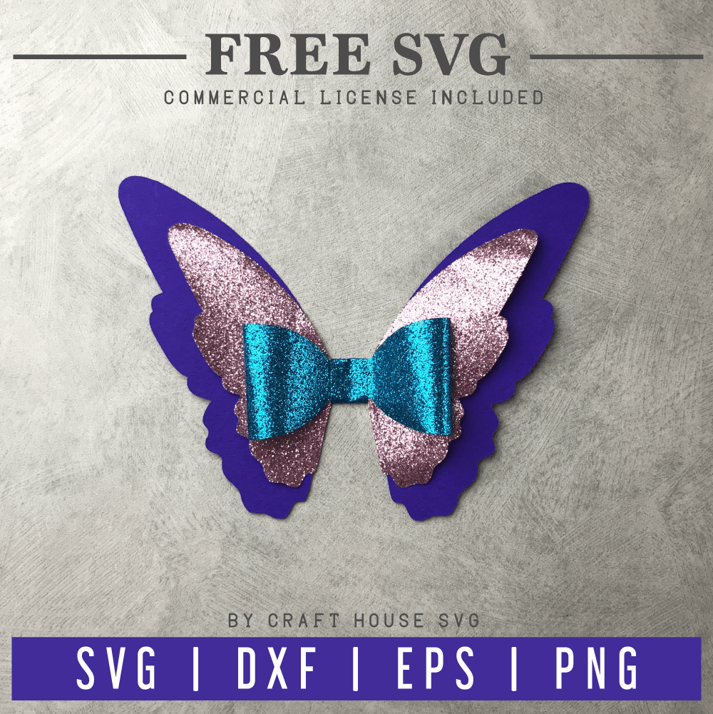 FREE Butterfly Hair bow SVG | FB126 Craft House SVG - SVG files for Cricut and Silhouette