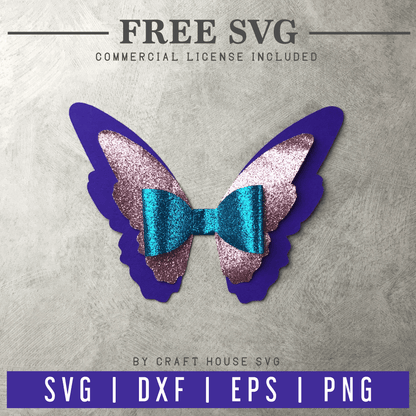 FREE Butterfly Hair bow SVG | FB126 Craft House SVG - SVG files for Cricut and Silhouette