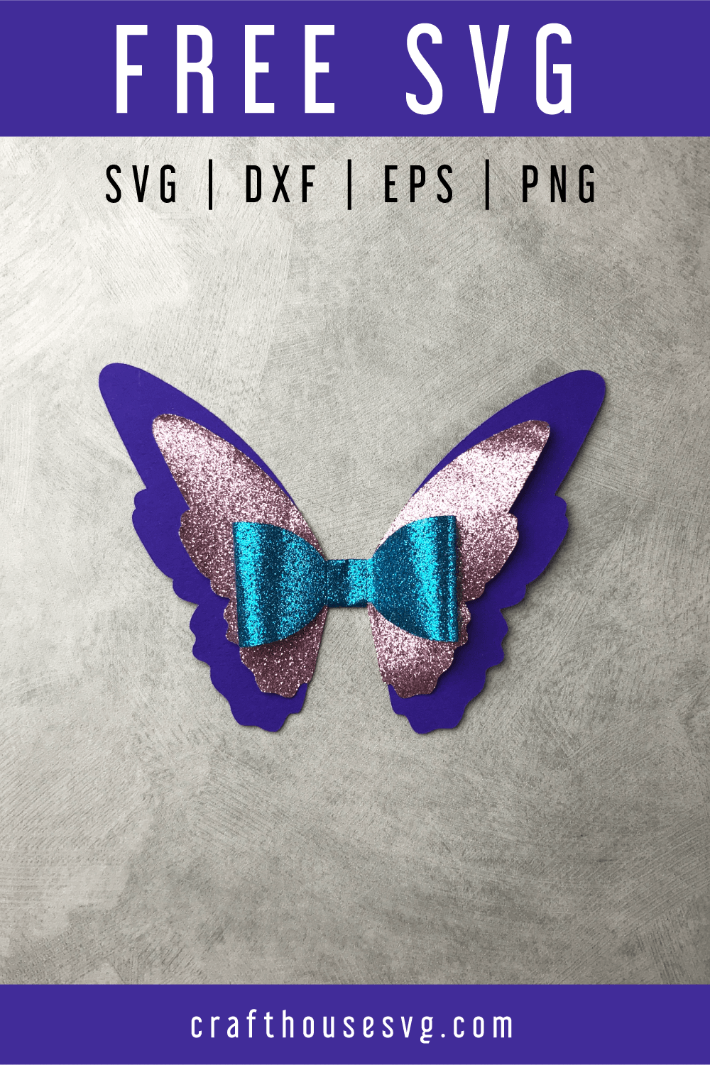 FREE Butterfly Hair bow SVG | FB126 Craft House SVG - SVG files for Cricut and Silhouette
