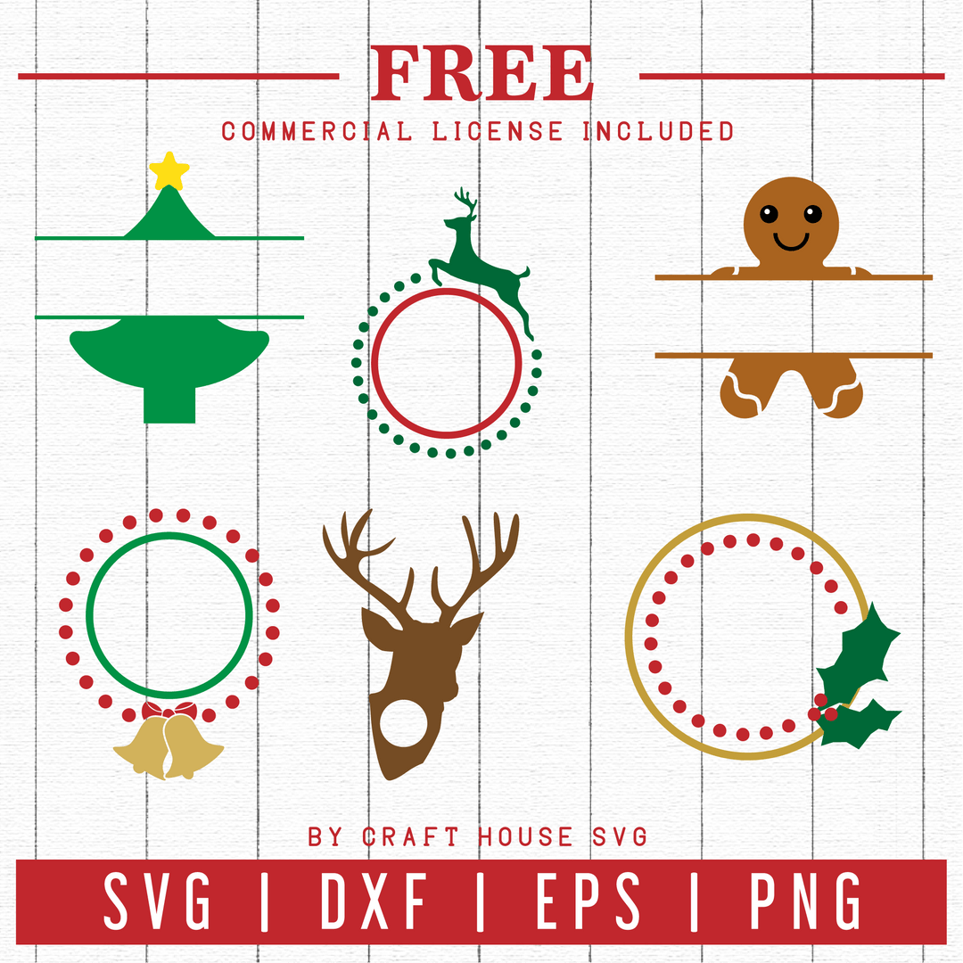 FREE | Christmas Monogram SVG Bundle | FB56 Craft House SVG - SVG files for Cricut and Silhouette
