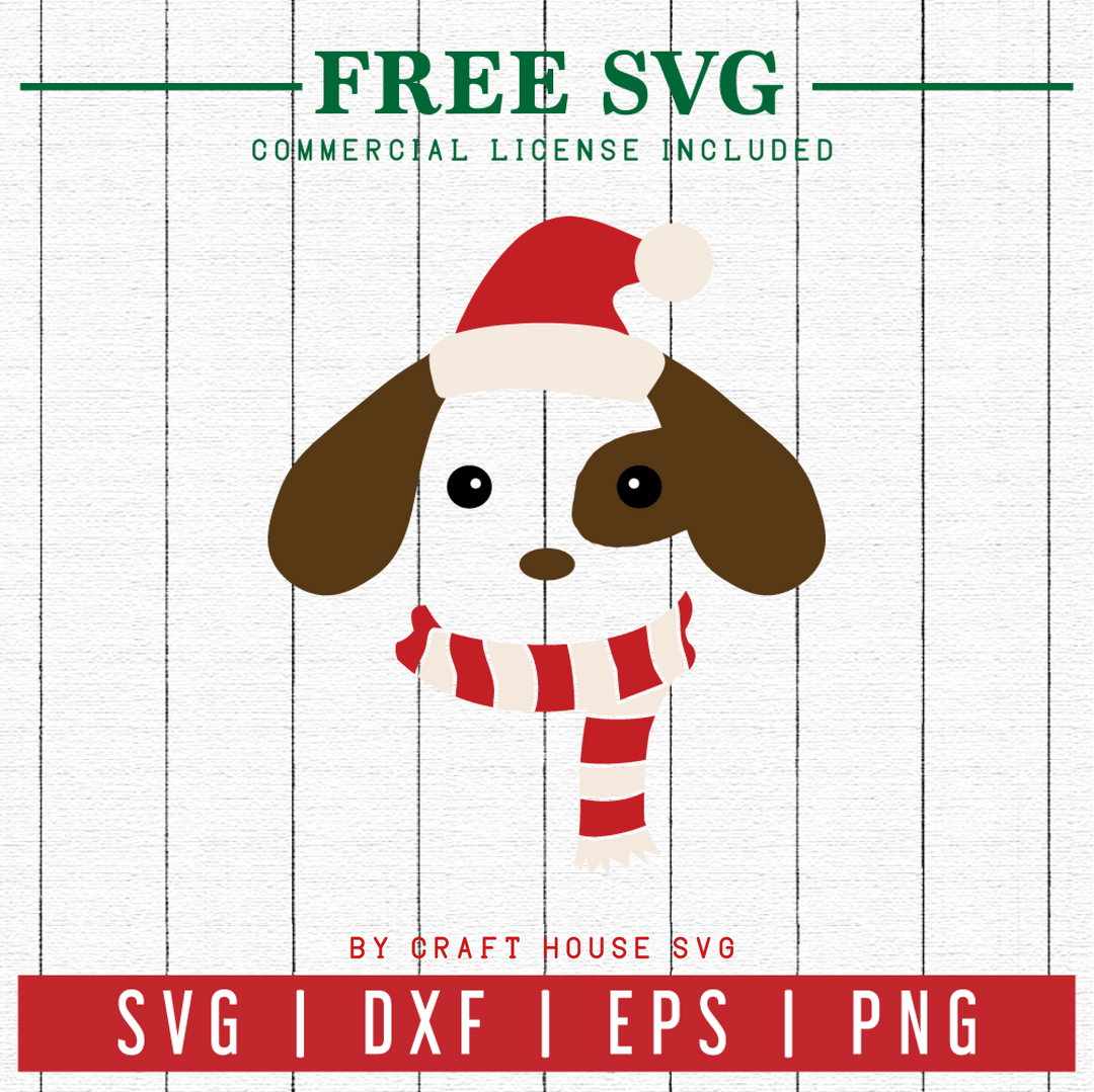 FREE | Christmas Puppy SVG | FB36 Craft House SVG - SVG files for Cricut and Silhouette
