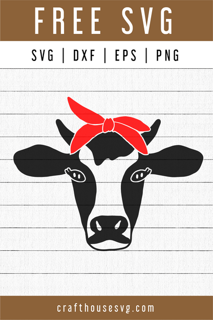 FREE Cow SVG - Cow Bandana SVG Craft House SVG - SVG files for Cricut and Silhouette