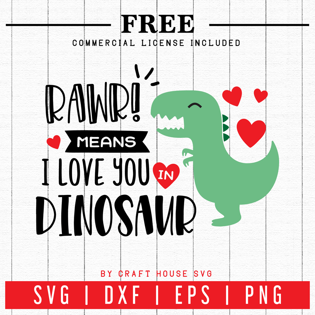 FREE | Dinosaur Valentines SVG | FB46 Craft House SVG - SVG files for Cricut and Silhouette
