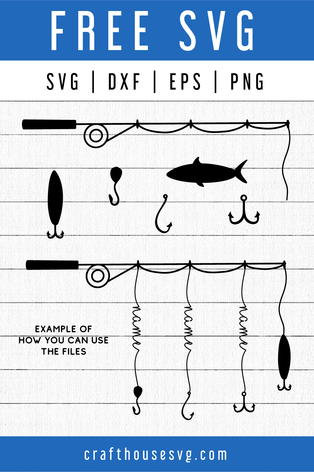 FREE Fishing rod SVG | FB114 Craft House SVG - SVG files for Cricut and Silhouette