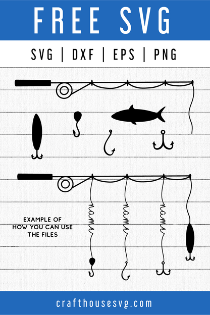 FREE Fishing rod SVG | FB114 Craft House SVG - SVG files for Cricut and Silhouette