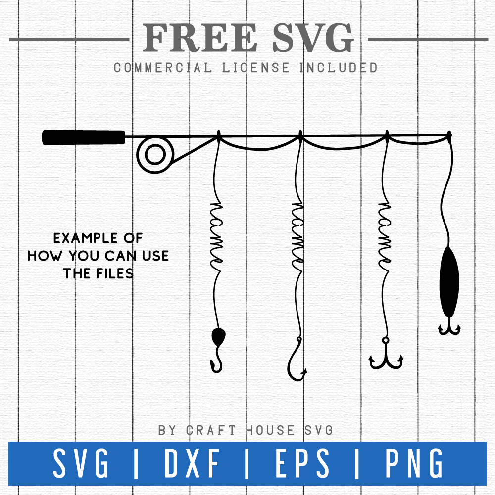 fishing rod SVG cut files, DXF, vector EPS cutting file By