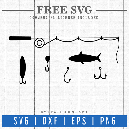 FREE Fishing rod SVG | FB114 Craft House SVG - SVG files for Cricut and Silhouette
