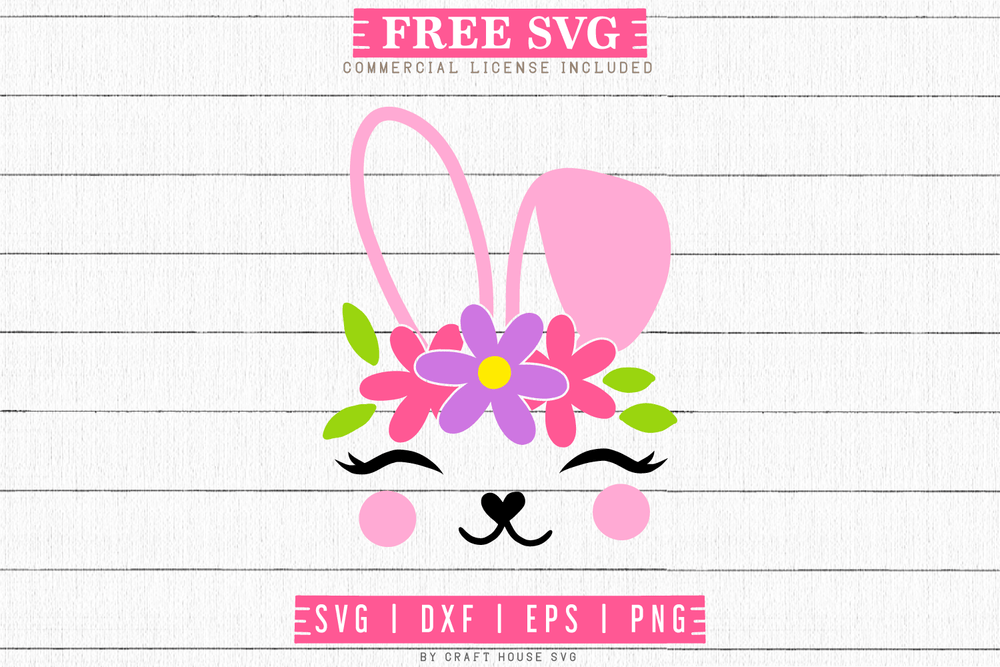 Free Floral Bunny Easter SVG | FB62 Craft House SVG - SVG files for Cricut and Silhouette