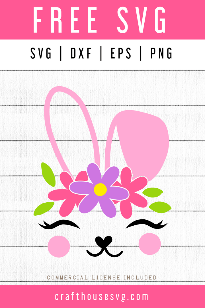 Free Floral Bunny Easter SVG | FB62 Craft House SVG - SVG files for Cricut and Silhouette