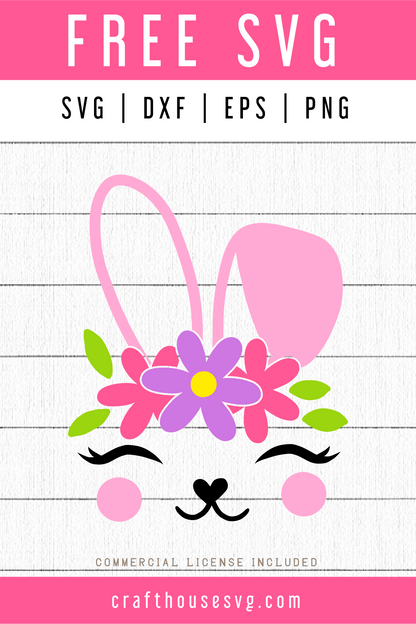 Free Floral Bunny Easter SVG | FB62 Craft House SVG - SVG files for Cricut and Silhouette