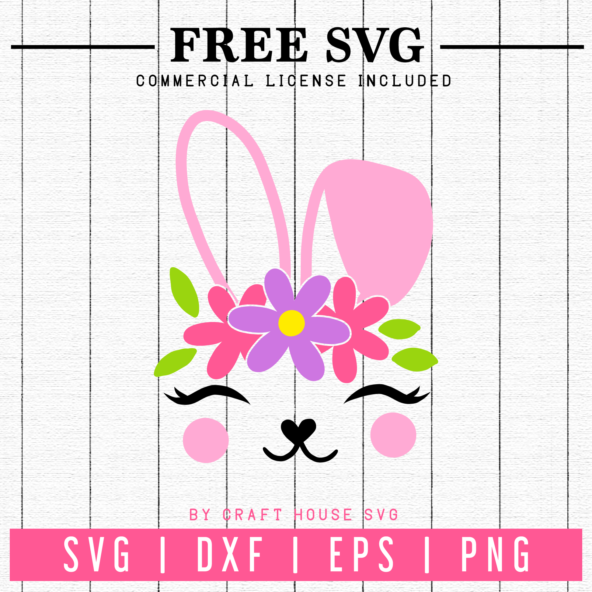 Free Floral Bunny Easter SVG | FB62 Craft House SVG - SVG files for Cricut and Silhouette
