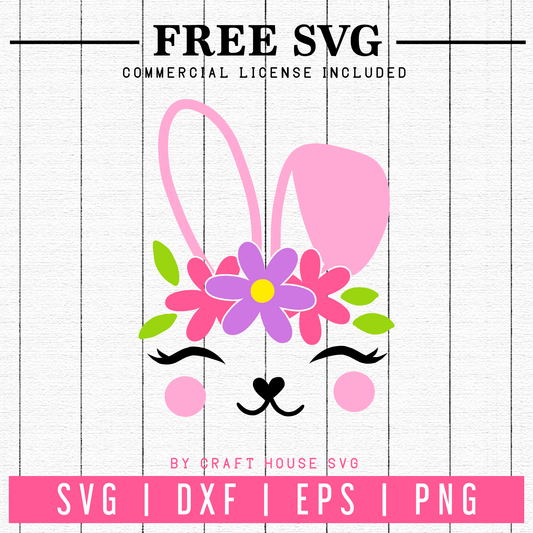 Free Floral Bunny Easter SVG | FB62 Craft House SVG - SVG files for Cricut and Silhouette