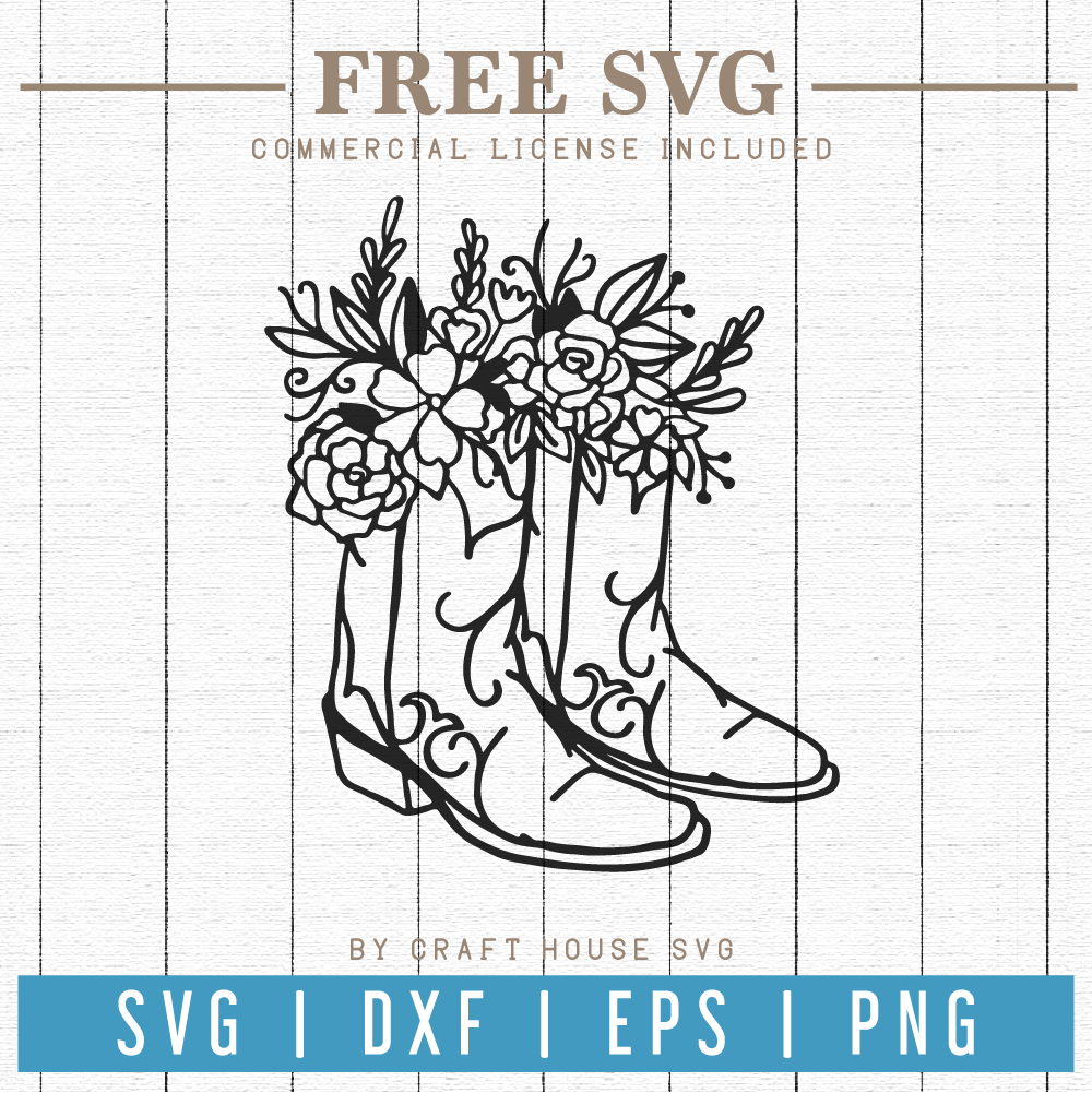 Free Floral Cowboy Boots SVG | FB75 Craft House SVG - SVG files for Cricut and Silhouette