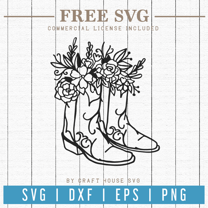 Free Floral Cowboy Boots SVG | FB75 Craft House SVG - SVG files for Cricut and Silhouette