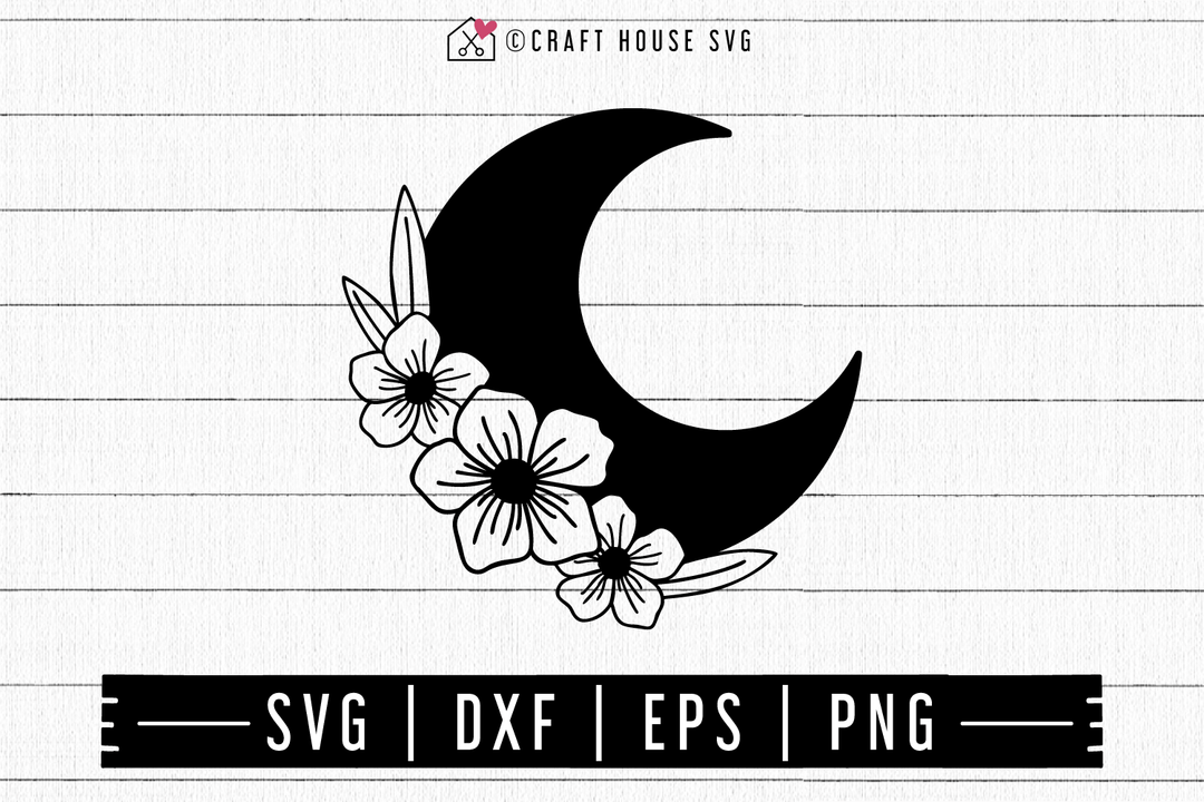 FREE Floral Moon SVG | FB127 Craft House SVG - SVG files for Cricut and Silhouette