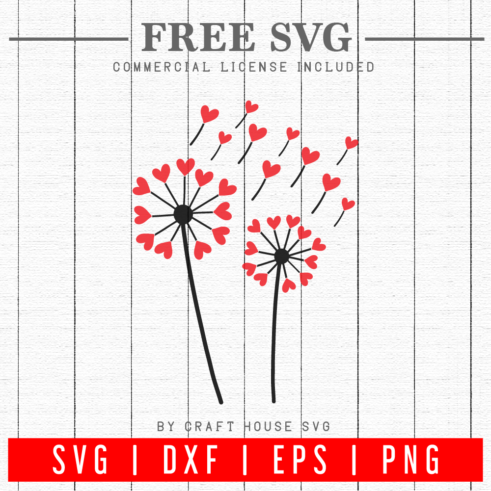 FREE Heart Dandelion SVG | FB83 Craft House SVG - SVG files for Cricut and Silhouette